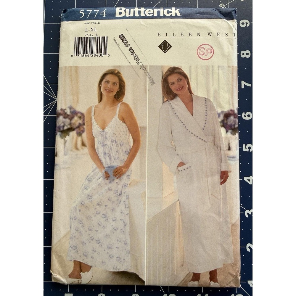 Butterick Eileen West Pattern 5774 Misses' Robe, Belt, Nightgown Sz L-XL (16-22)